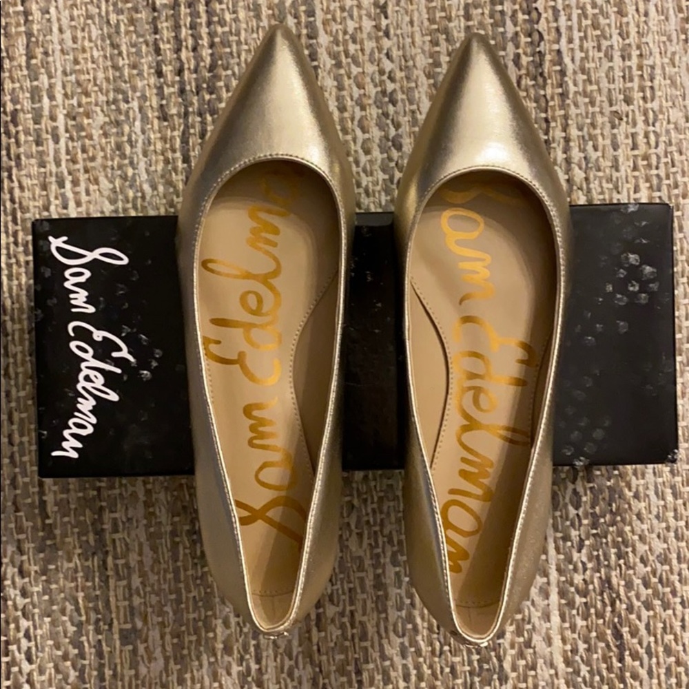 Sam Edelman Sally Gold Leather Flats